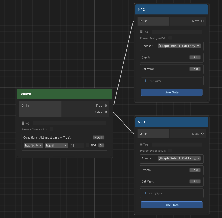 Branch node wired to two paths