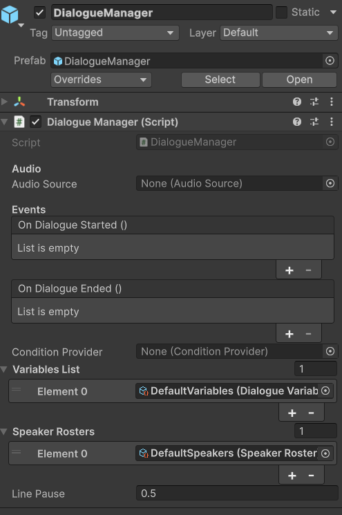 DialogueManager Inspector